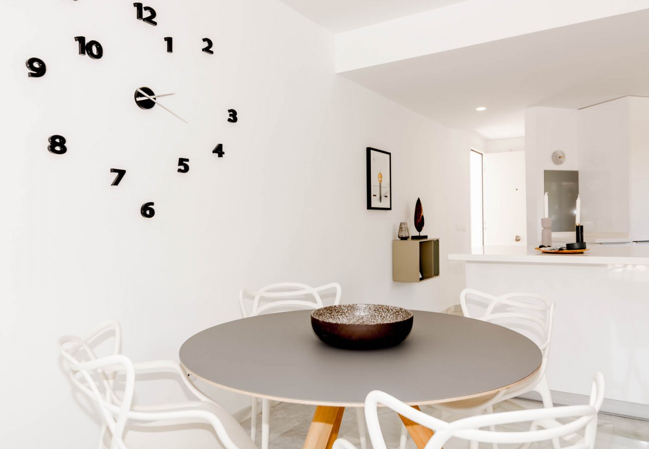 Dining room of open plan duplex apartment near Puerto Banus